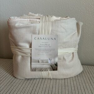 NWT Full/Queen Heavyweight Linen Blend Duvet Cover & Sham Set Natural - Casaluna
